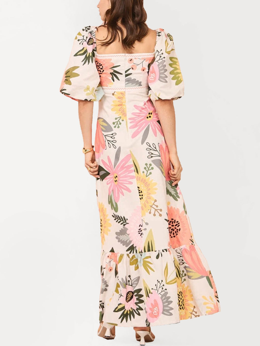 Gaun Maxi Bercorak Bunga Boho