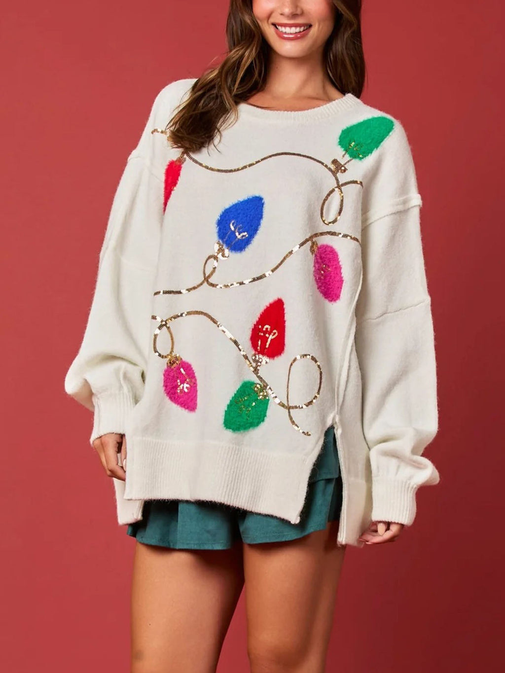 Sweater Kaskad Perayaan Putih