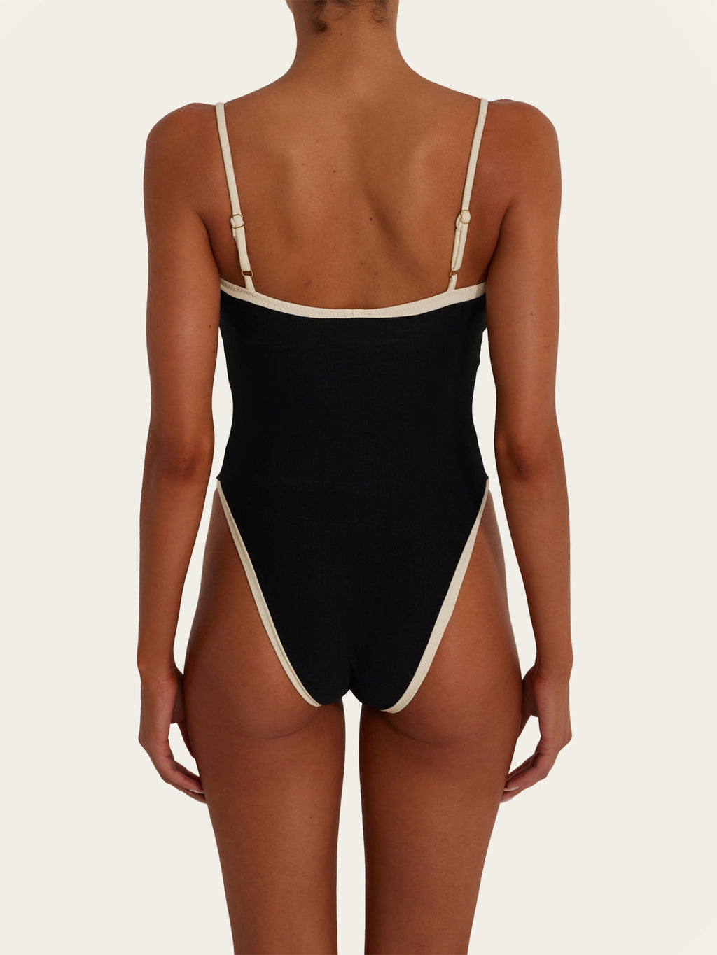 Vintage-Inspired Black & White One-Piece Swimsuit