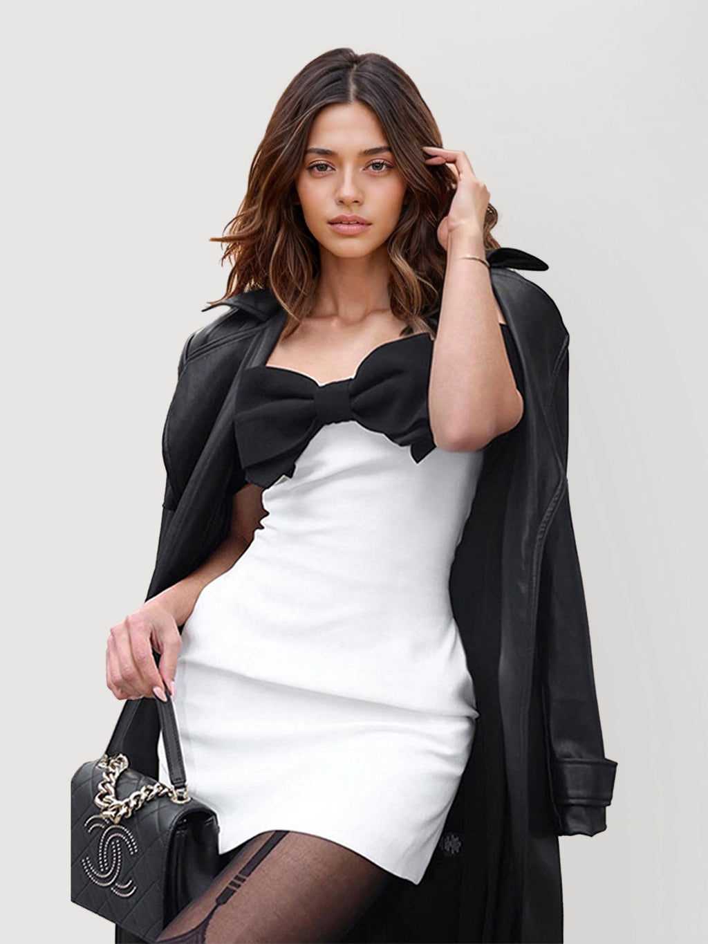 Bow-Detail Off-Shoulder Mini Dress