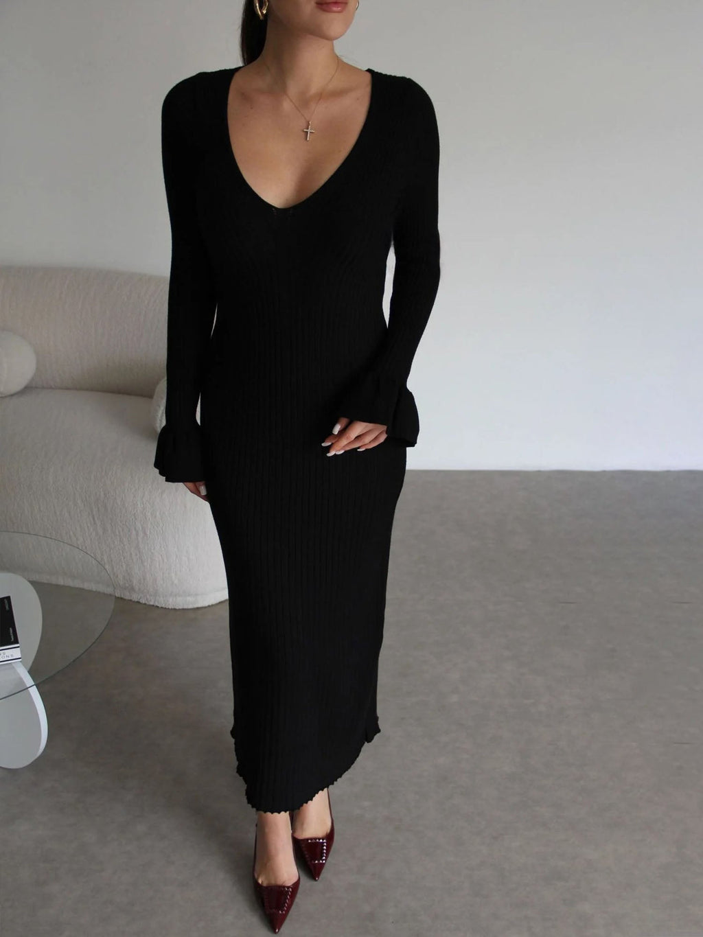 Black Ribbed Reverie Maxi Dress