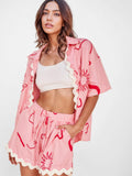 Pink Scalloped Edge Two-Piece Set