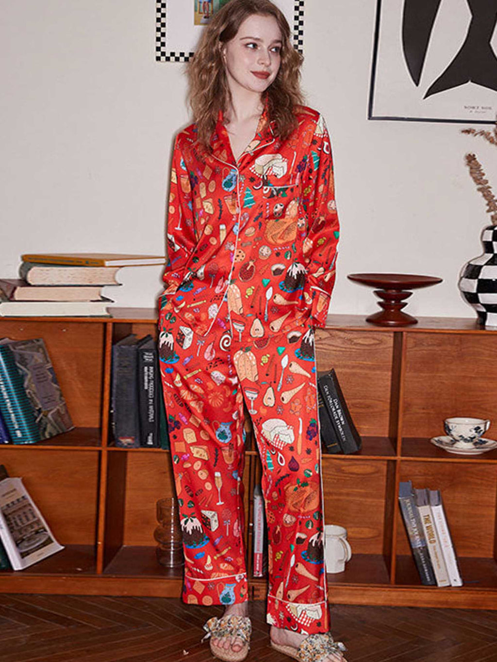 Set Pajama Bercetak Pencuci Mulut