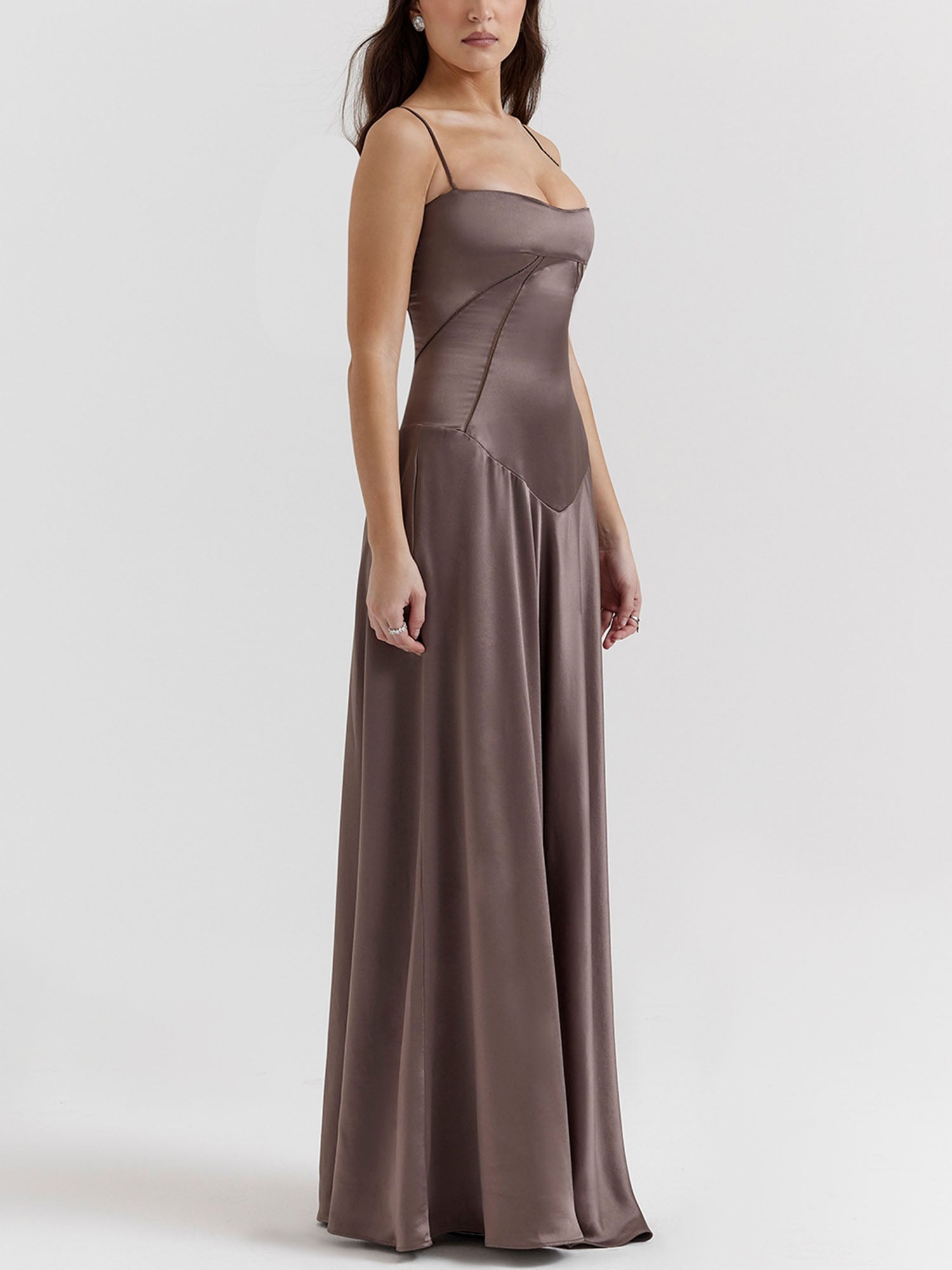 Brown Spaghetti Strap Maxi Dress – Gretachic