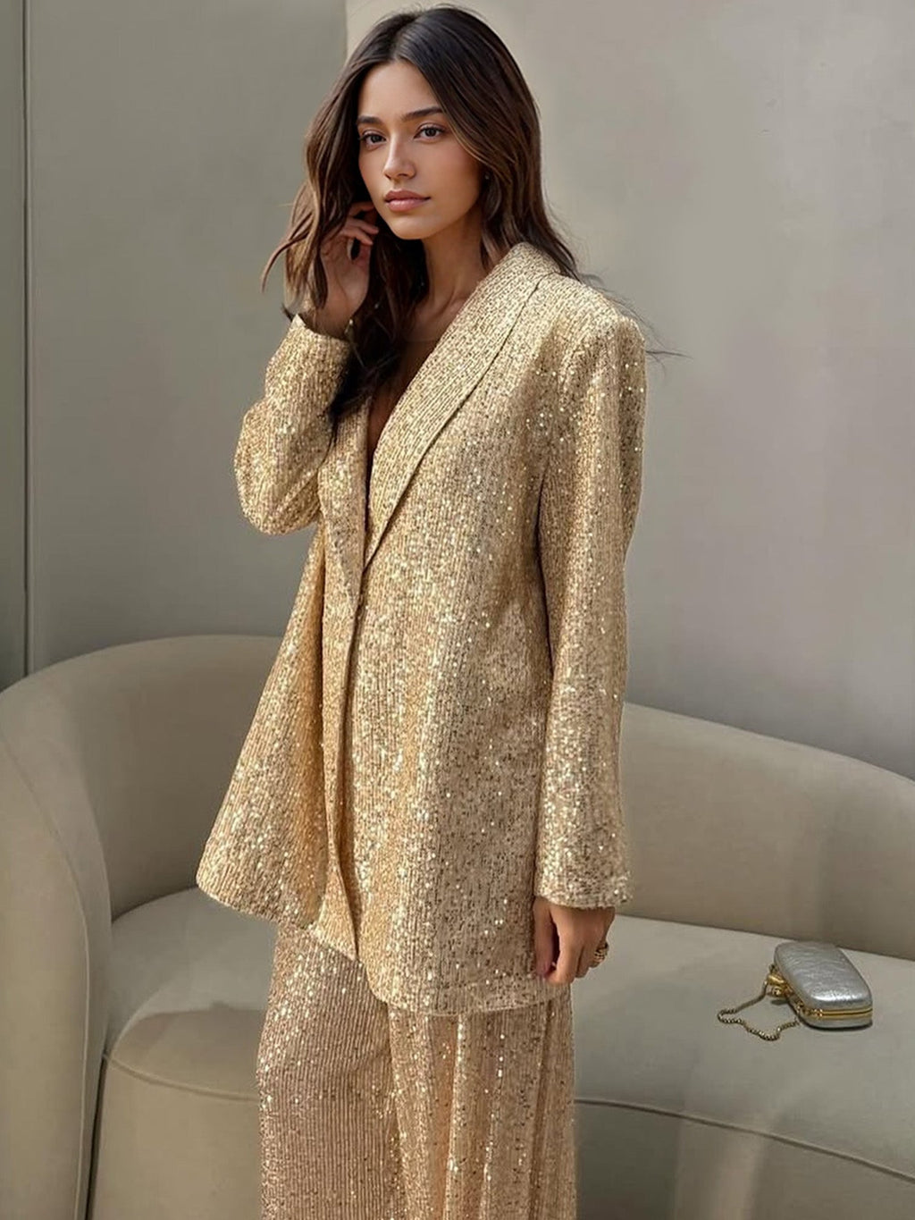 Blazer Berpayet Metalik