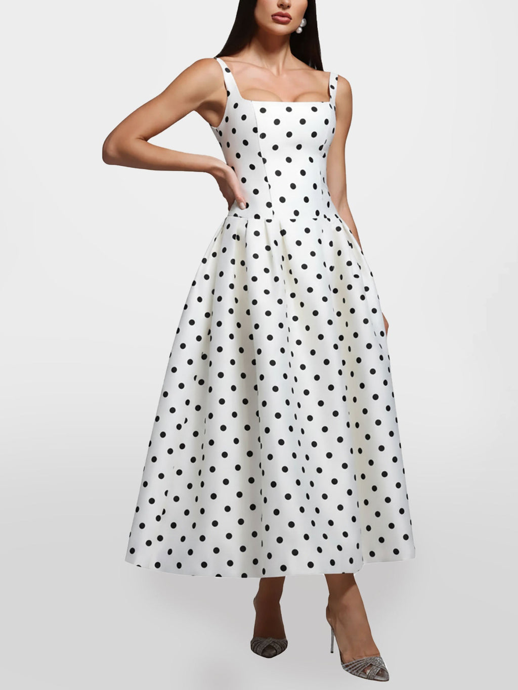 Polka Dot Maxi Dress Evening Flair
