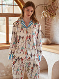 Ski Adventure Print Long Pajama Set
