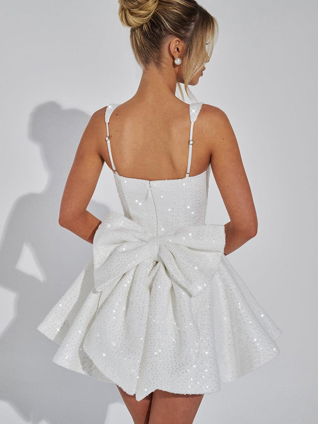 Sequin Detail Flared Mini Dress