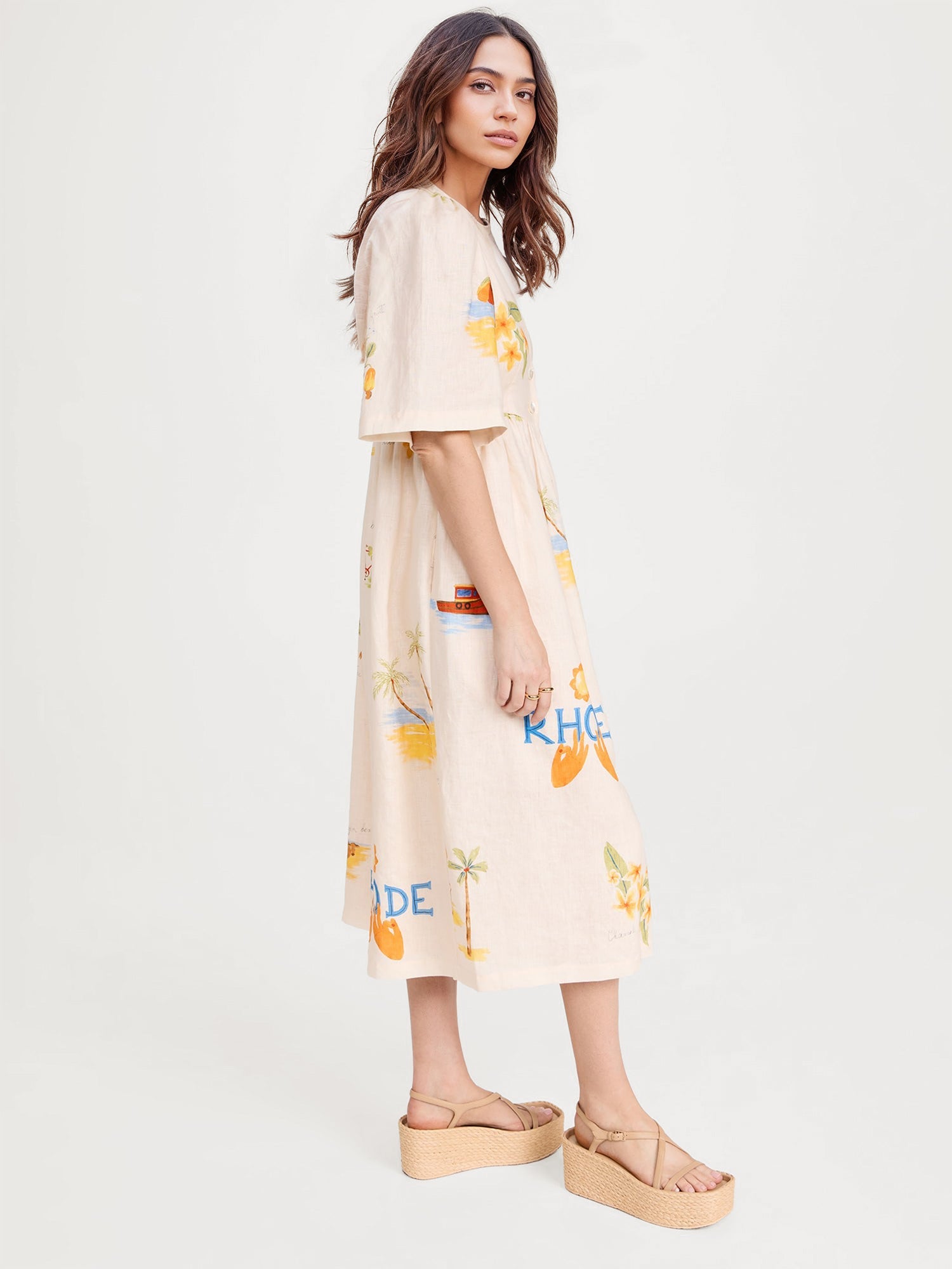 Vacation Floral Print Midi-Dress