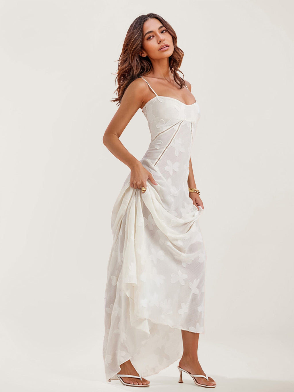 Floral Lace Detail Maxi Dress