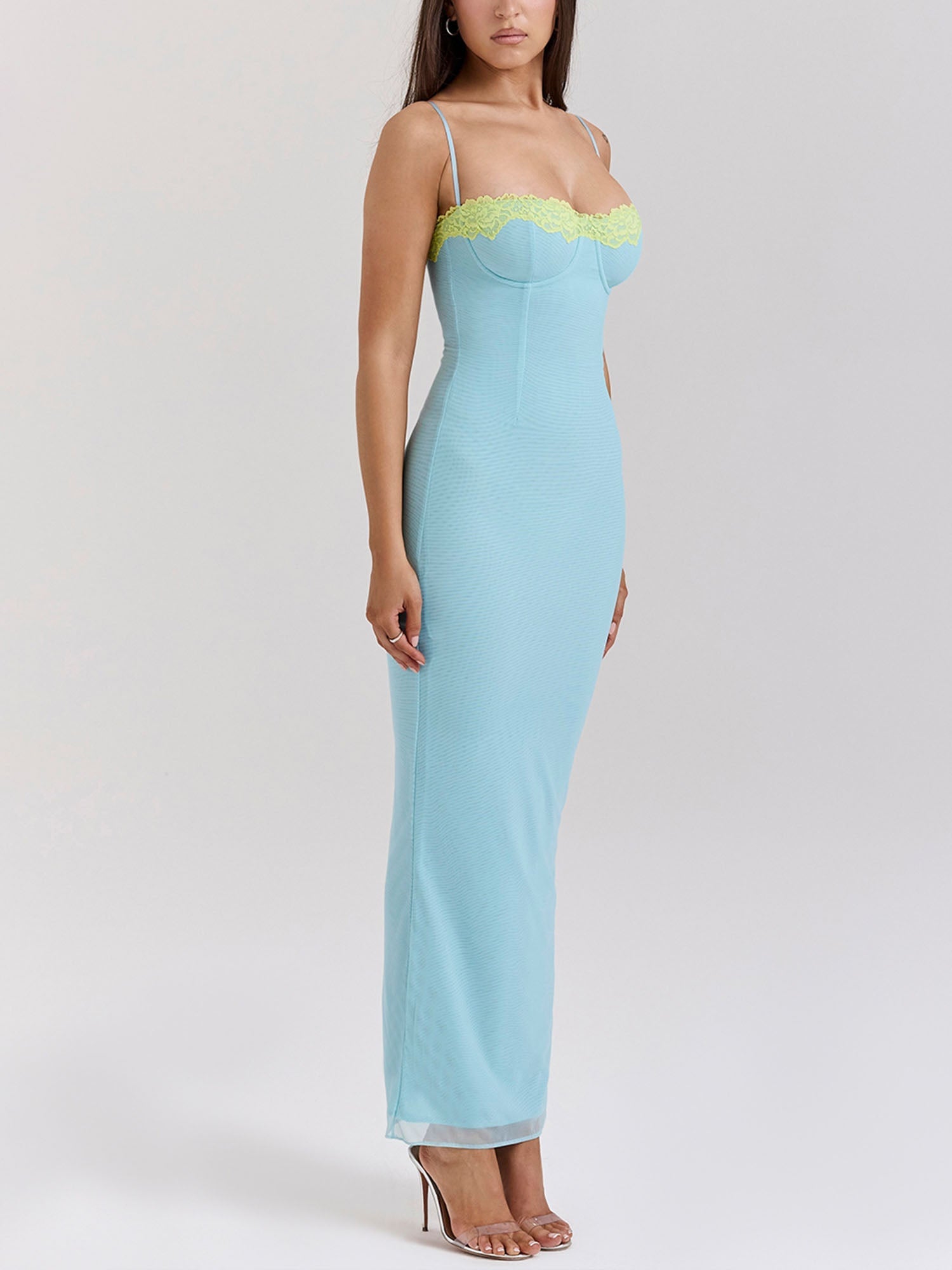 Blue Corset Bodycon Maxi Dress