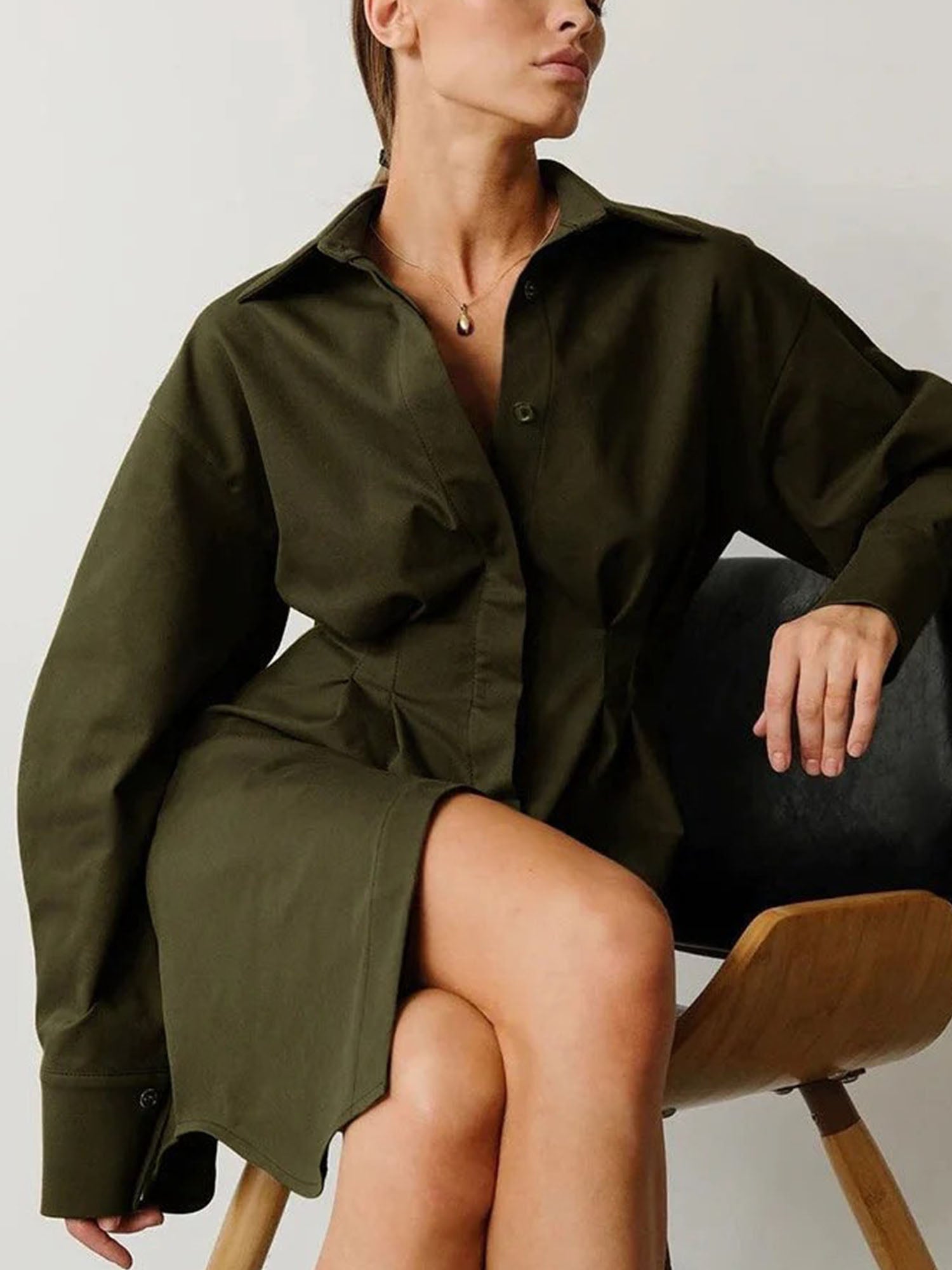 cinched waist shirt dress Tie Cinched Waist Shirt Dress In Brown Check | EGO US