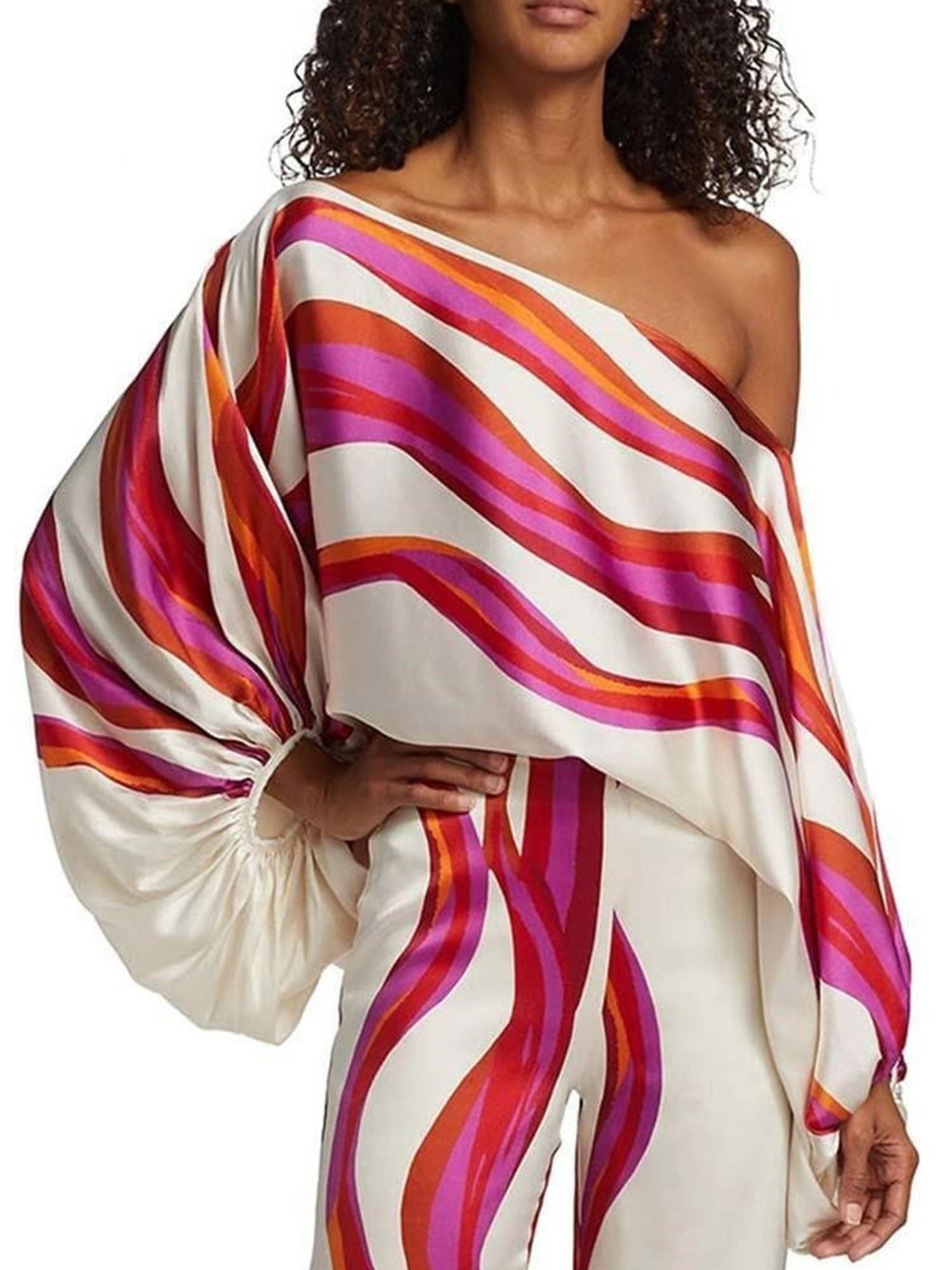 Radiant Stripe Off-Shoulder Set