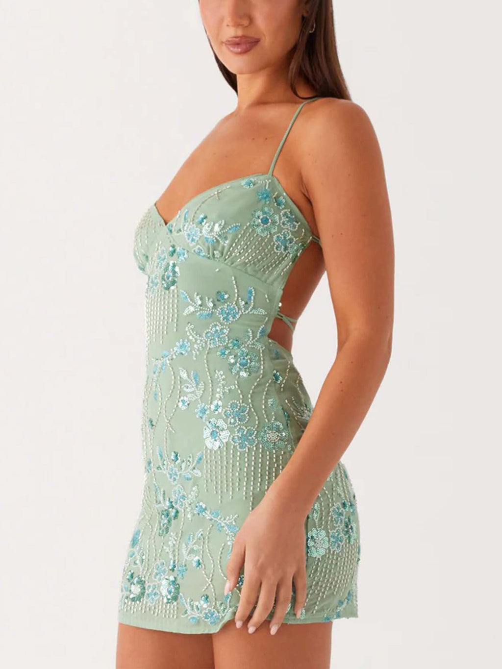 Mint Lace Corset Mini Dress
