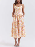 Blossom Whisper Corset Midi Dress