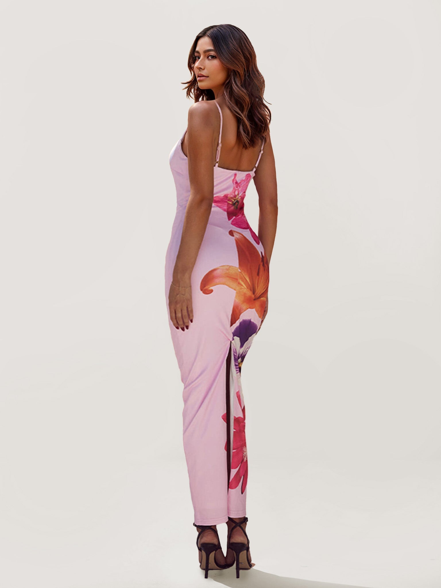 Floral Print Maxi Dress with V-Neckline