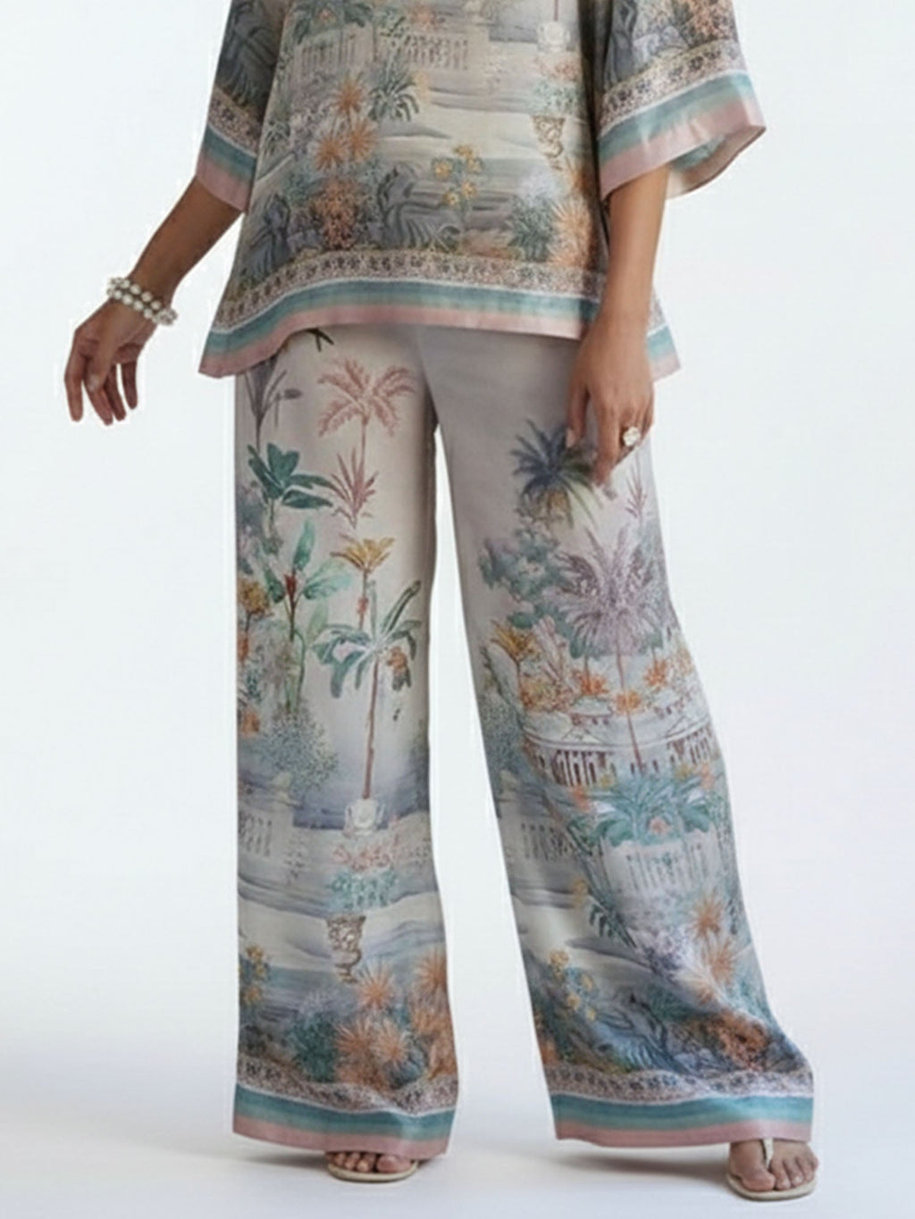 Pastel Oasis Wide-Leg Pants
