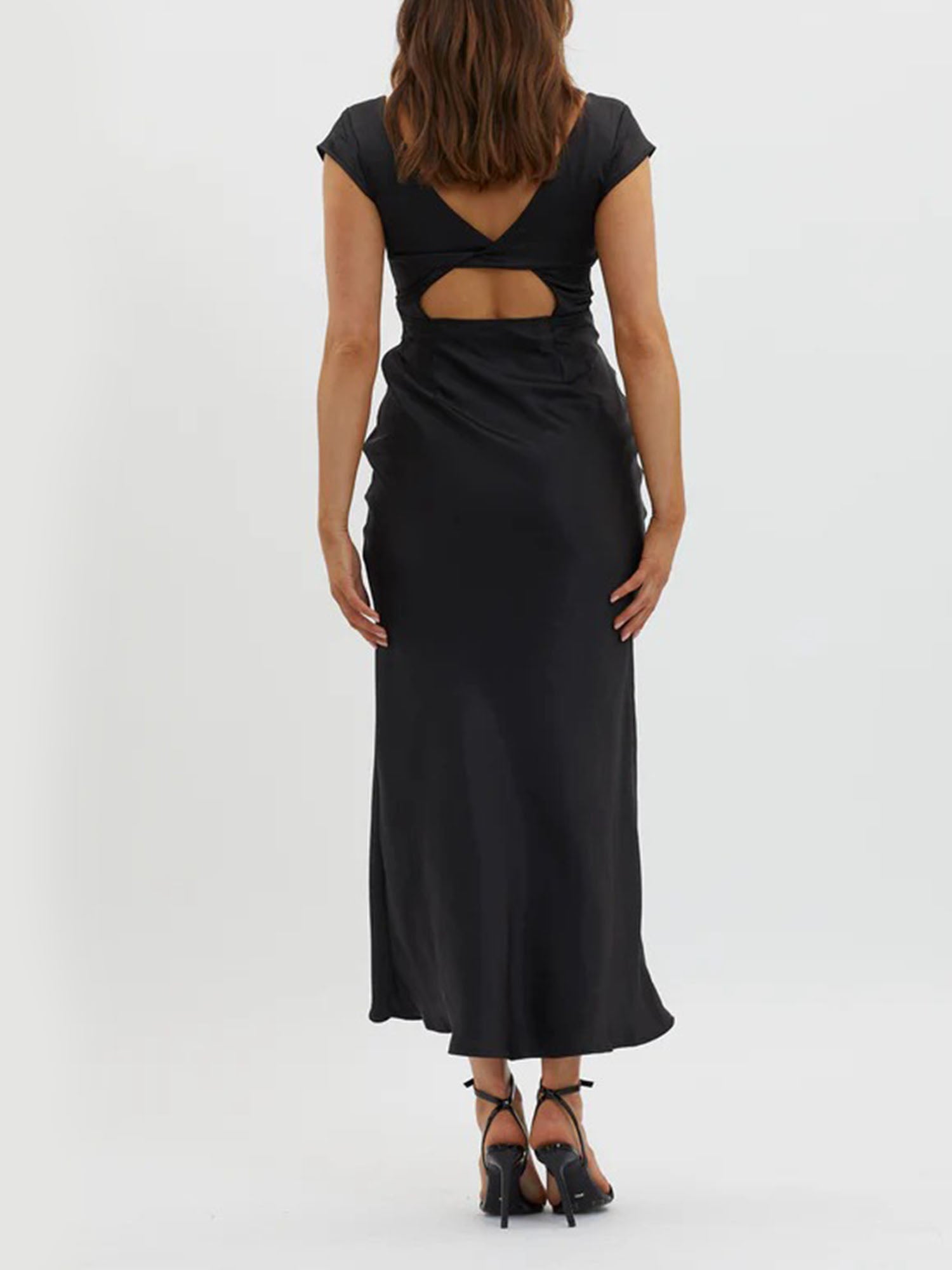 Black Plunge Neck Maxi Dress