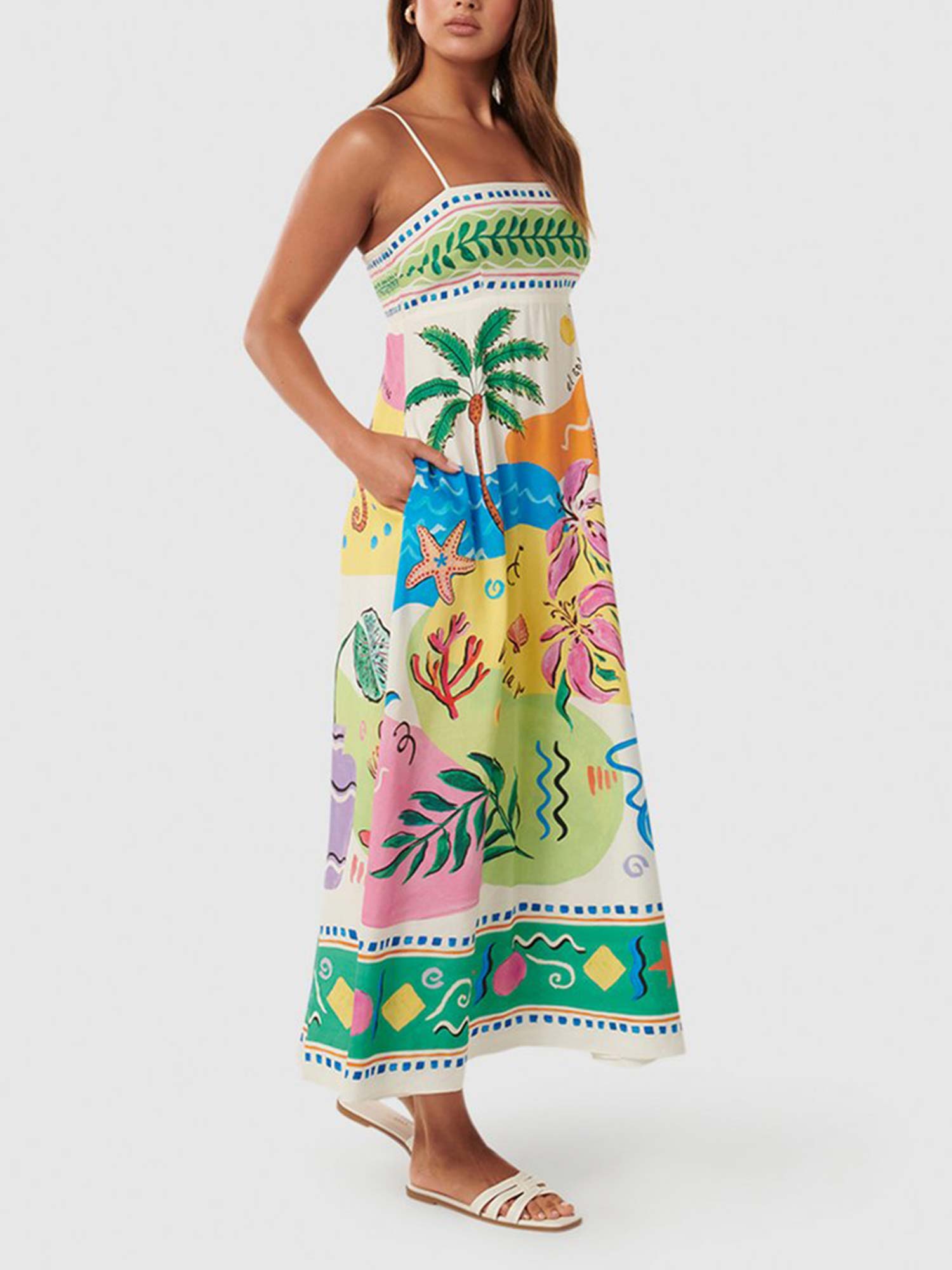 Tropical Maxi Dress with Bold Prints