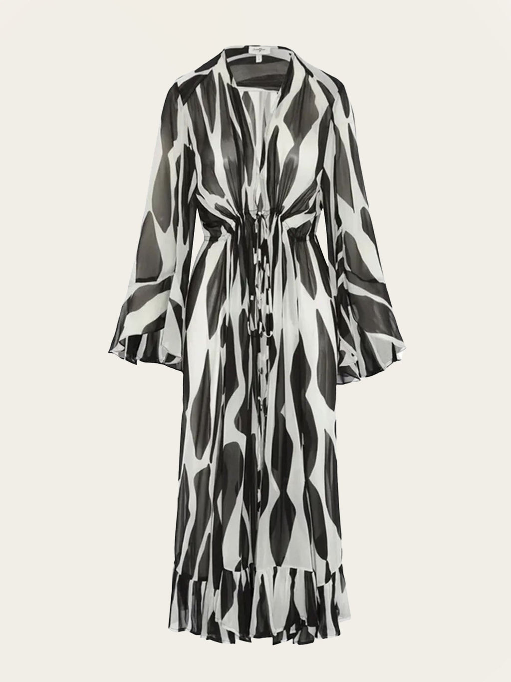 Black & White Sheer Long Cover-Up