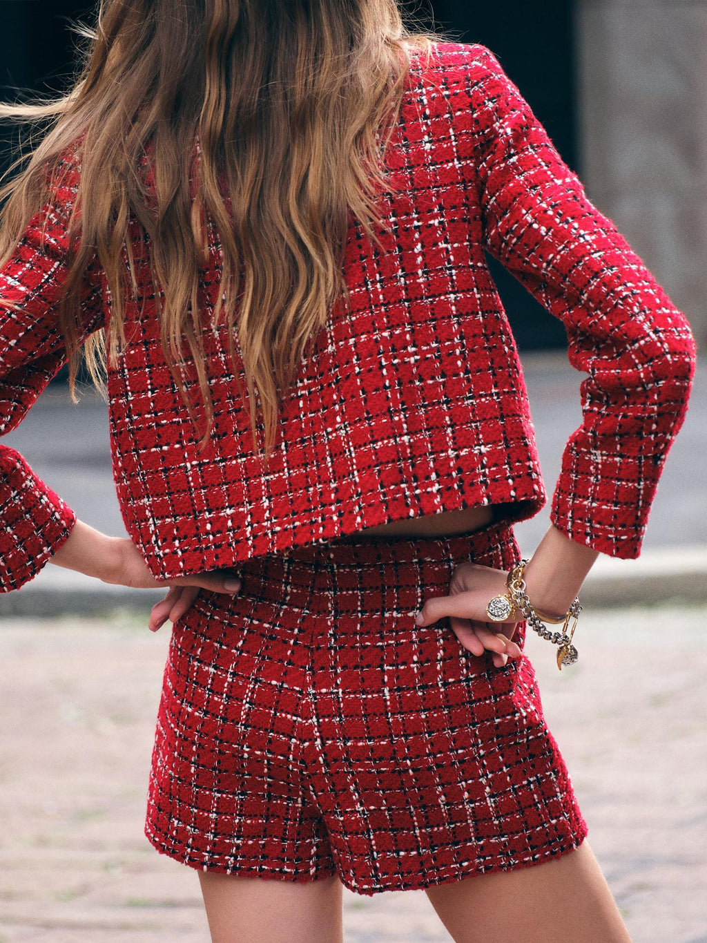 Plaid Tweed Structured Jacket