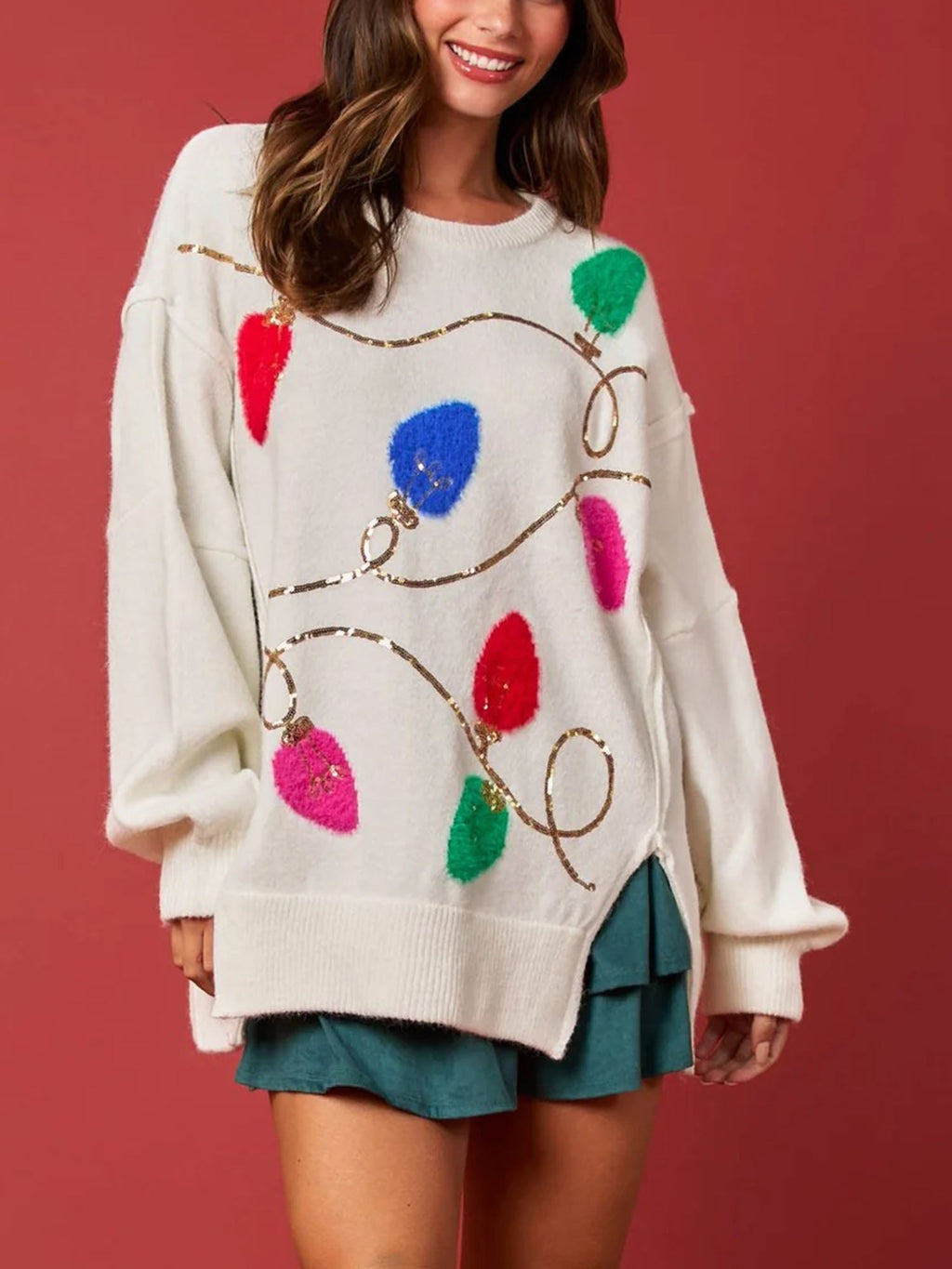 Sweater Kaskad Perayaan Putih