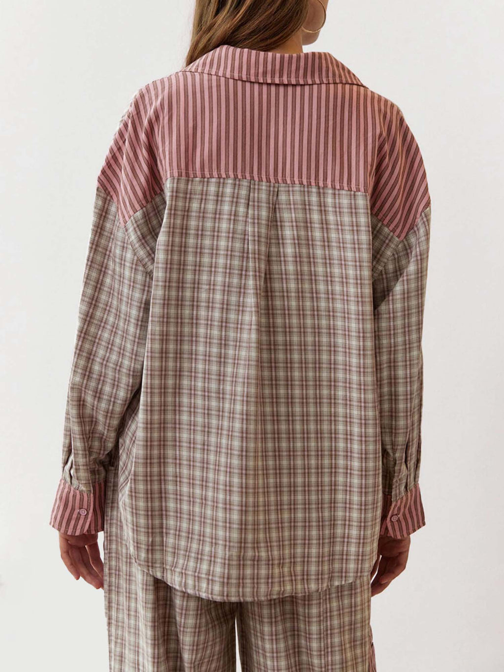 Set Pajama Kotak-kotak dengan Saiz Selesa