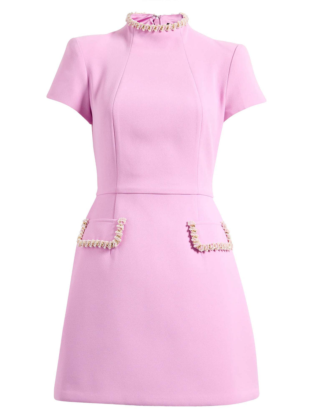 Pink Pearl Trim Mini Dress