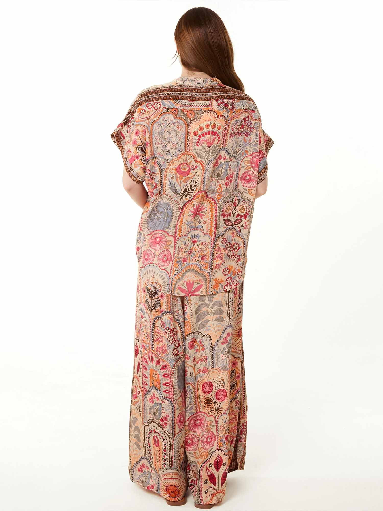 Terracotta Paisley Wide-Leg Pants