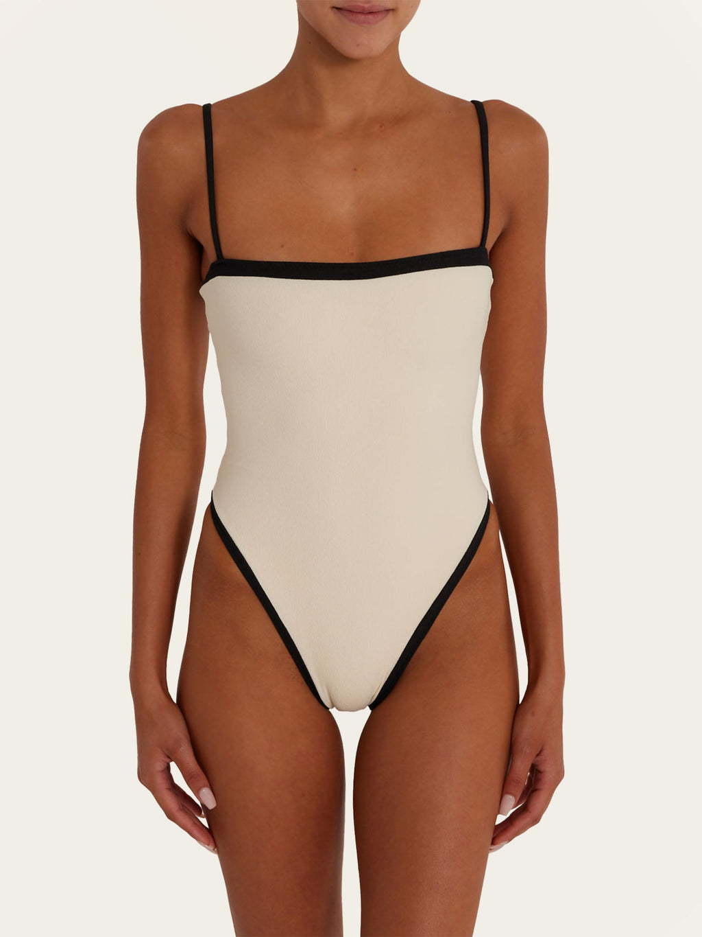 Vintage-Inspired Black & White One-Piece Swimsuit