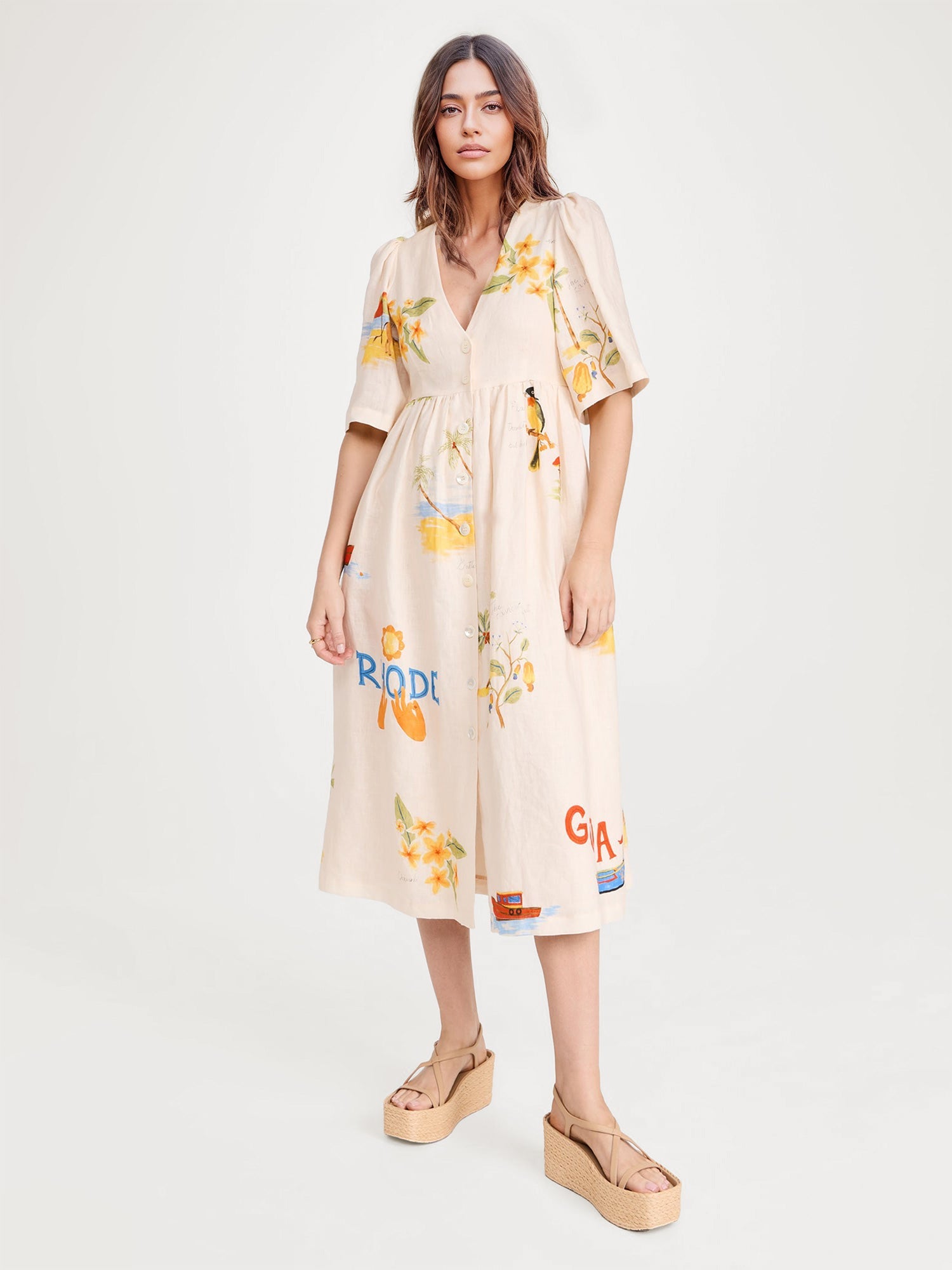Vacation Floral Print Midi-Dress