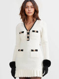 Gaun Mini Rajut Tweed yang Chic