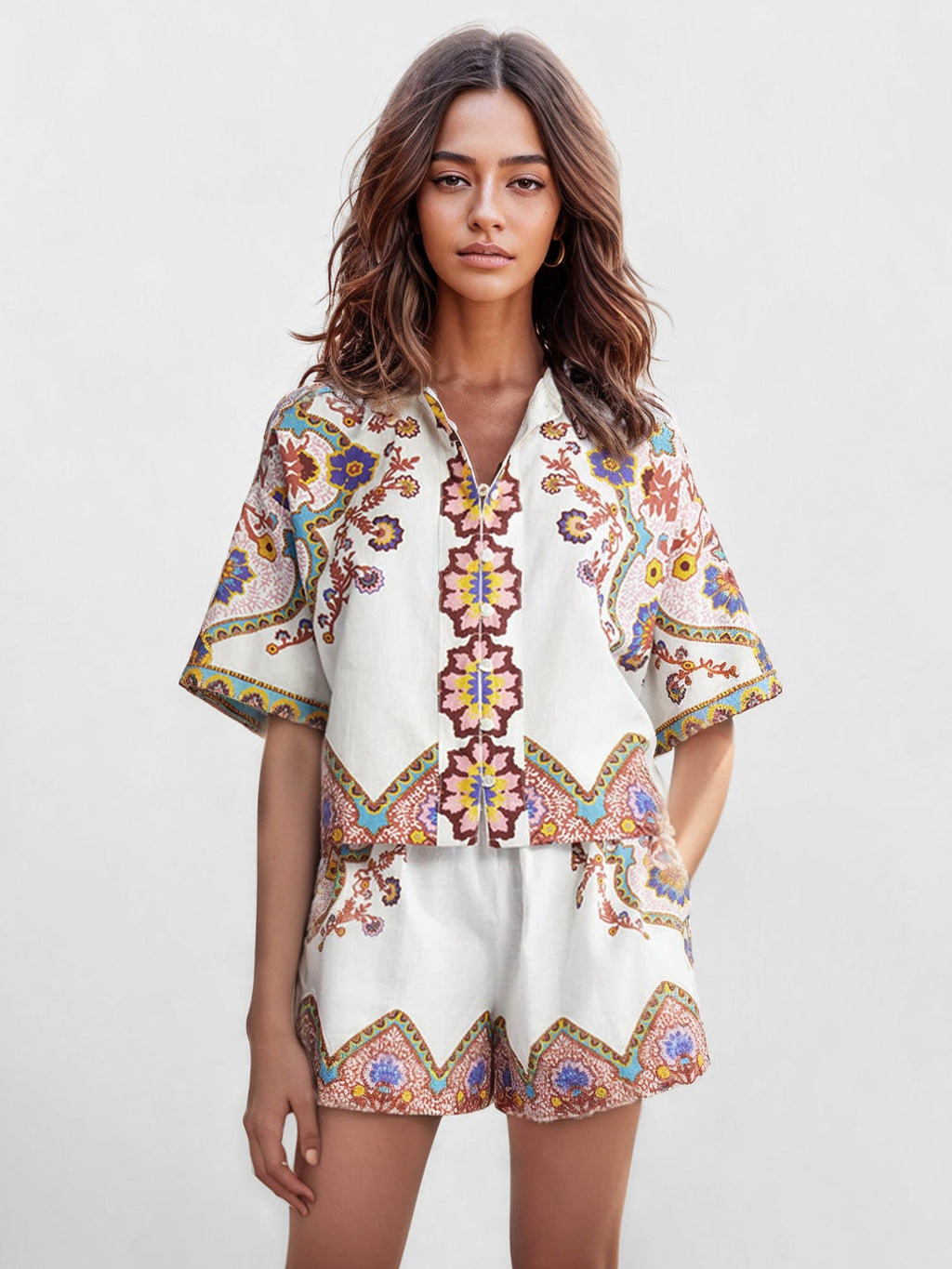 Bohemian Floral Print Two-Piece Set