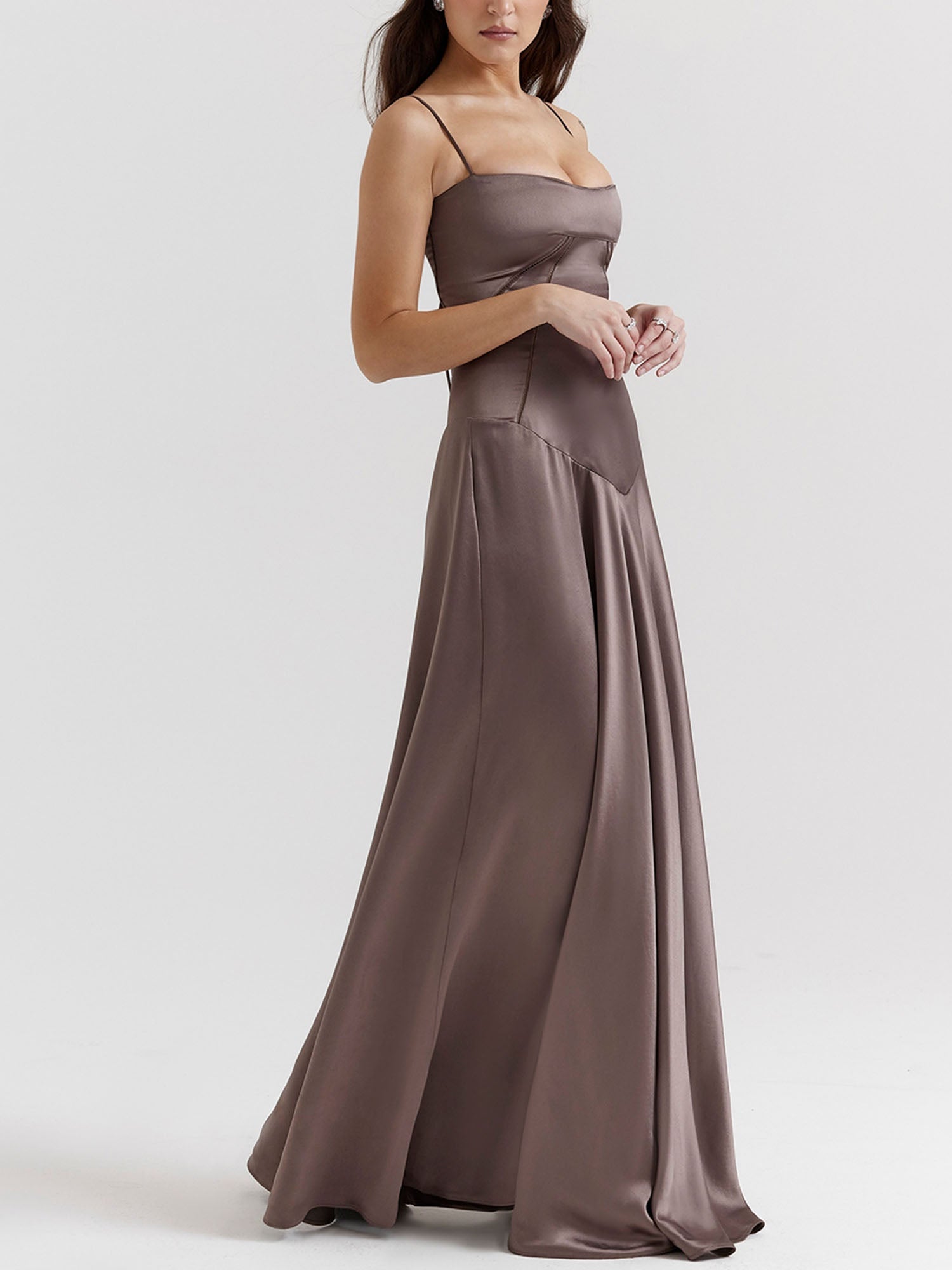 Brown Spaghetti Strap Maxi Dress – Gretachic