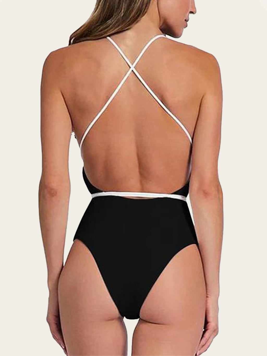 White and Black Floral One-Piece Swimsuit