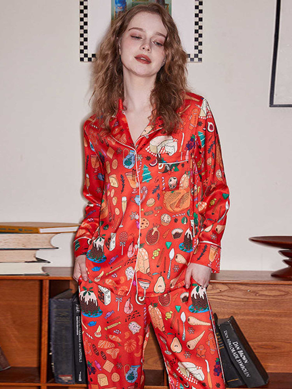 Set Pajama Bercetak Pencuci Mulut