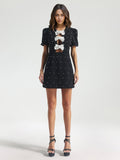 Bow Accent Embellished Mini Dress