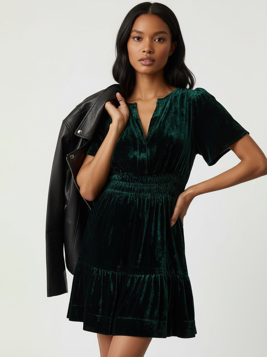 Green Ruffled Eclipse Mini Dress