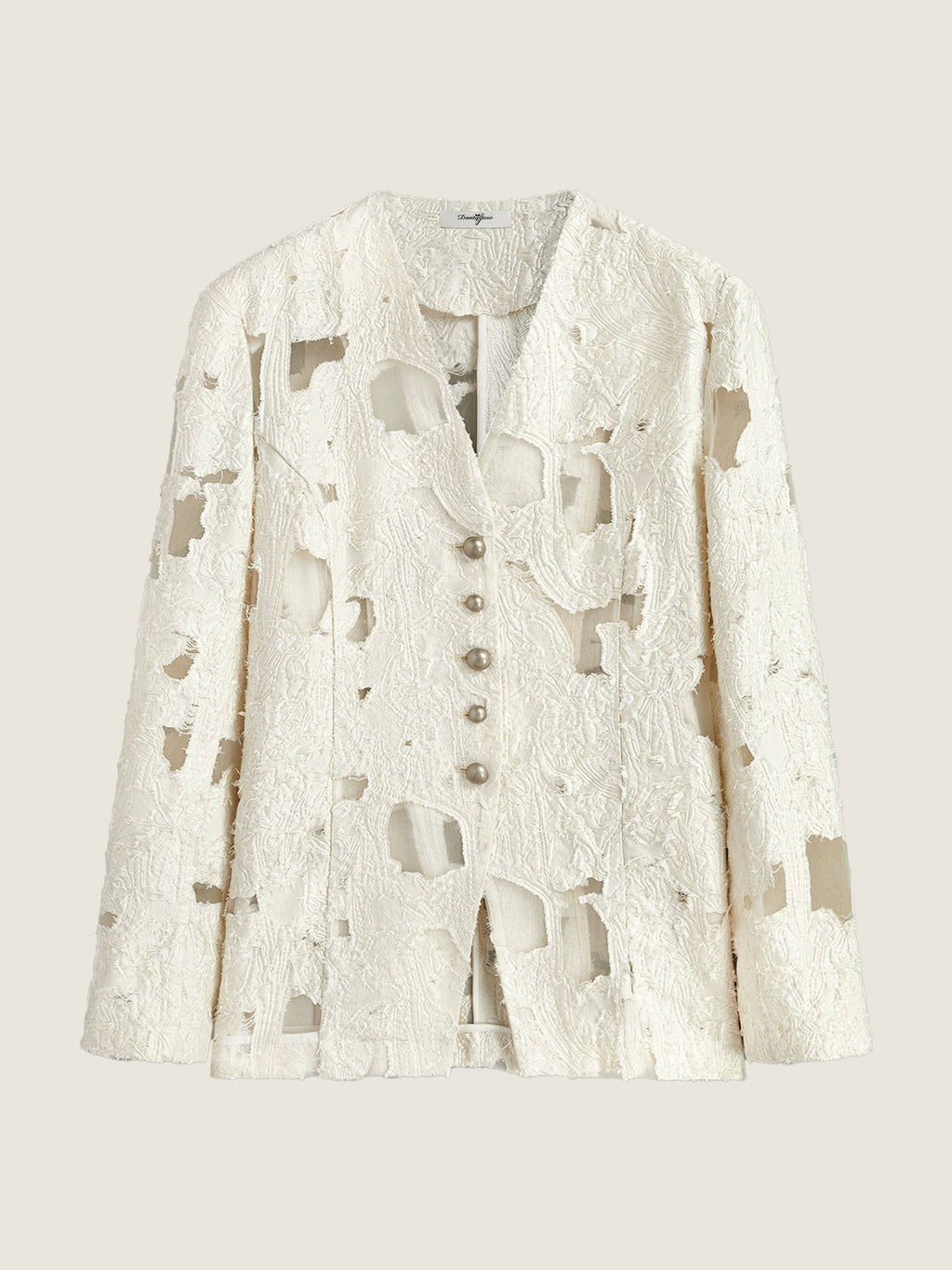 Distressed White Blazer