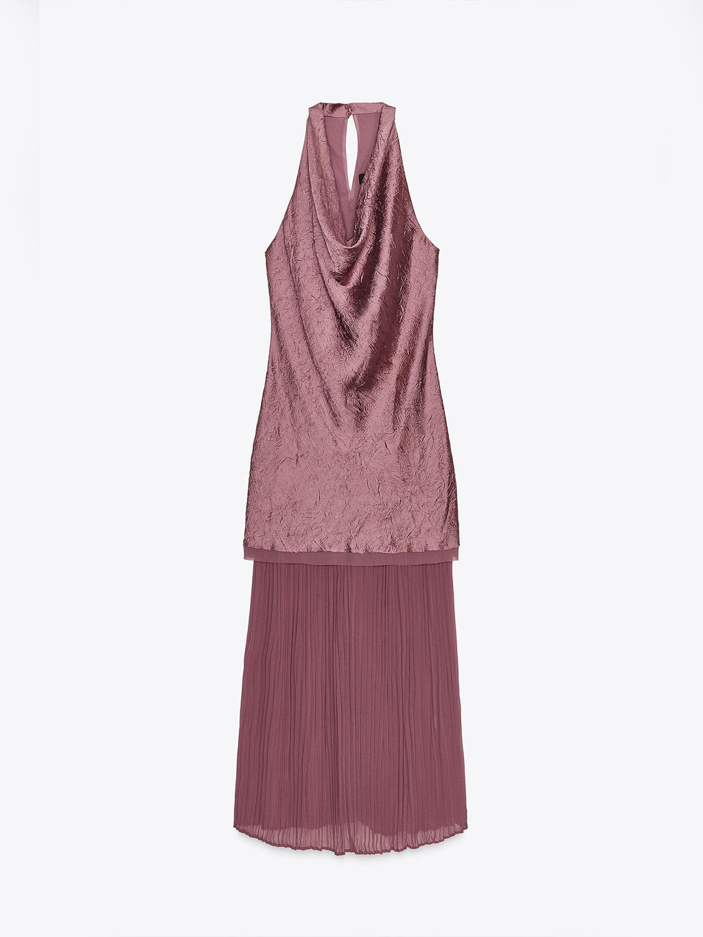 Dusty Rose Textured Halter Maxi Dress