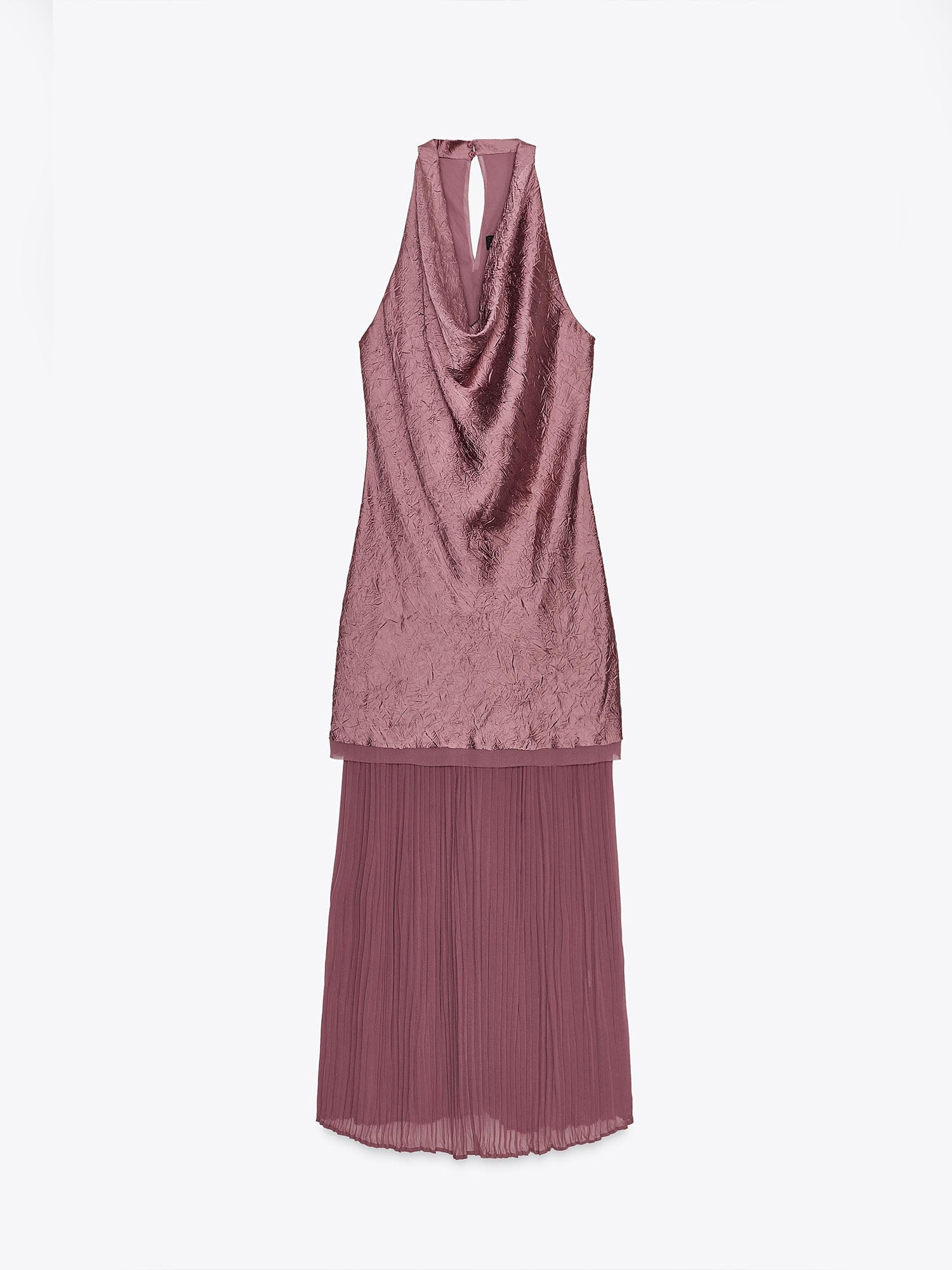 Dusty Rose Textured Halter Maxi Dress