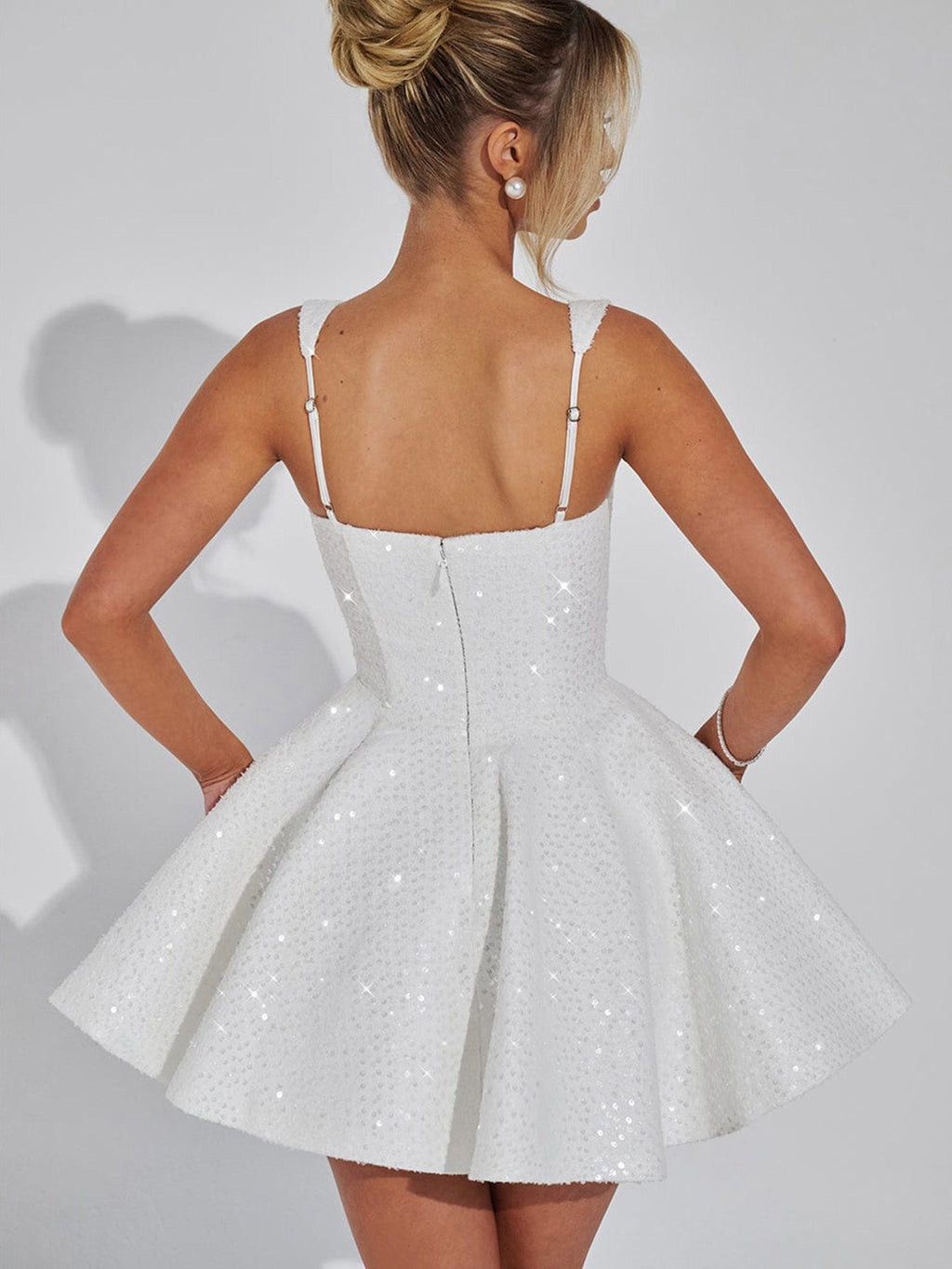 Sequin Detail Flared Mini Dress