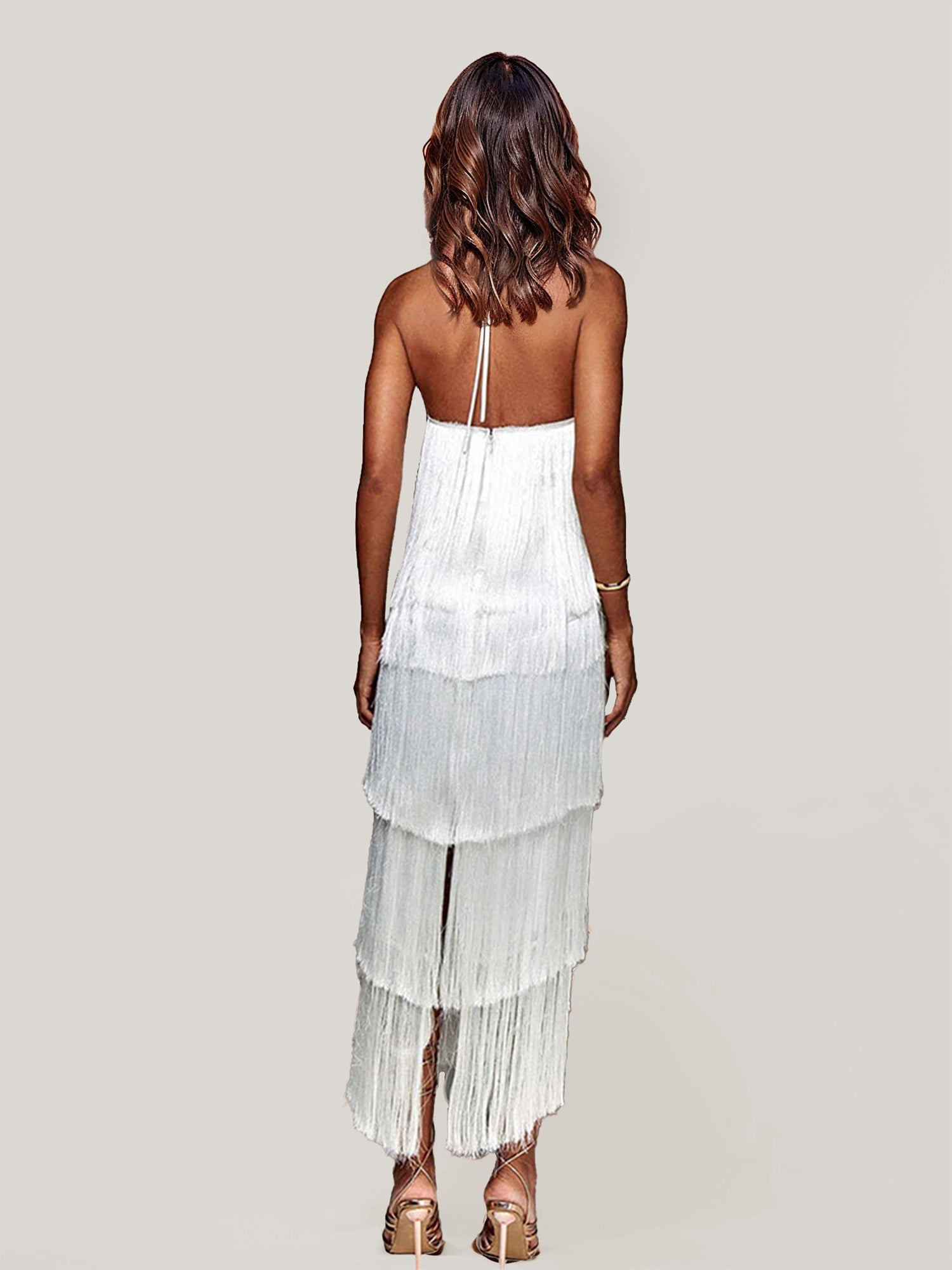 Fringed Halter Neck Midi Dress