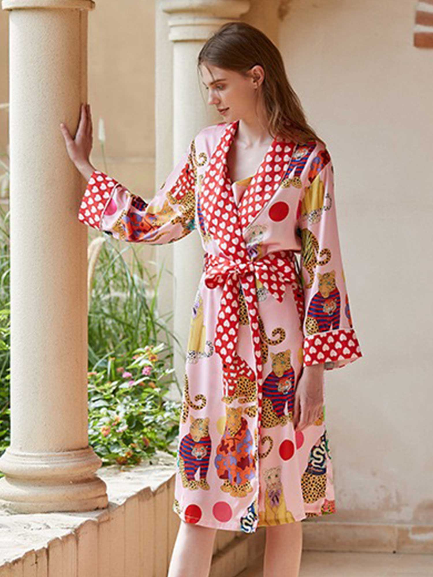 Cartoon Leopard Print Robe
