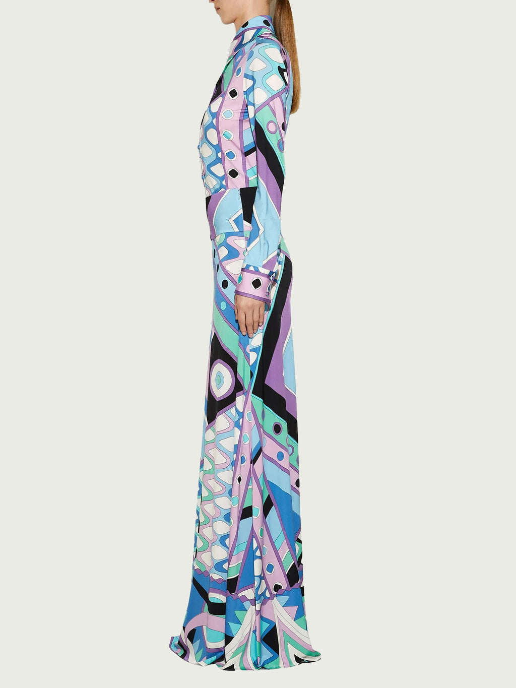 Set Baju dan Skirt Bercorak Geometri