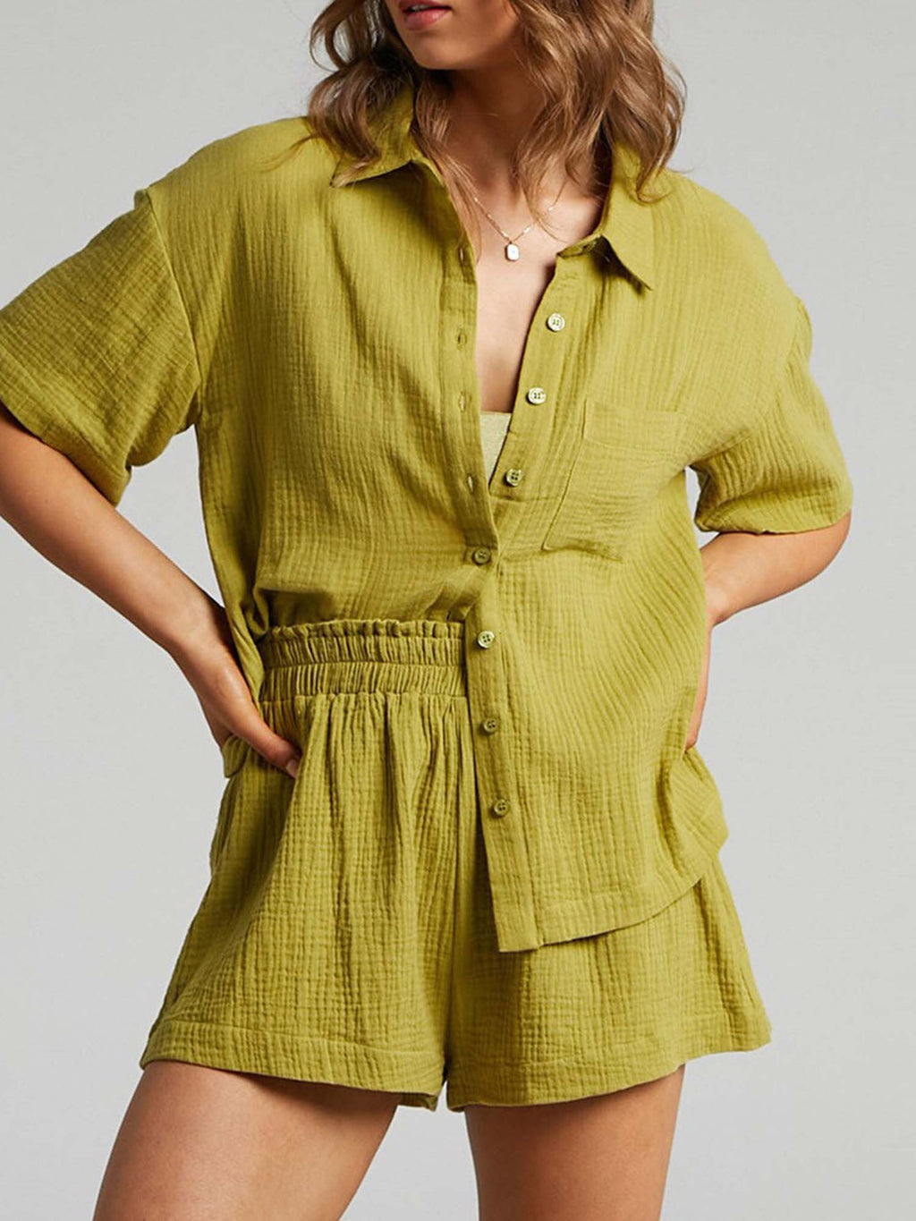 Short Sleeve Shirt Shorts Set Casual Euro Flow