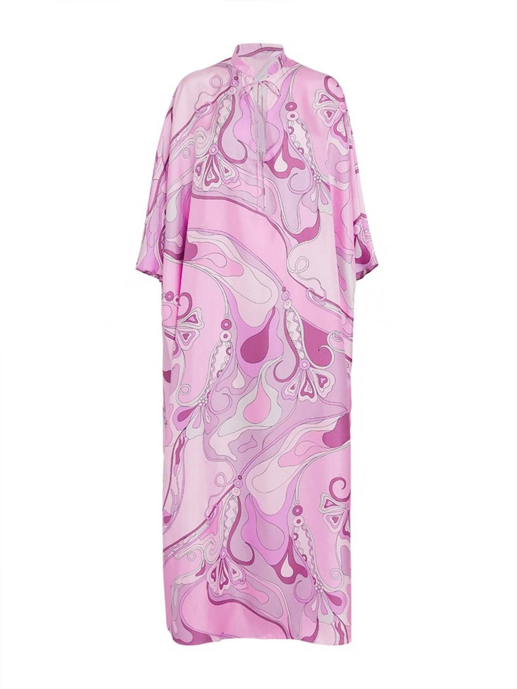 Pink Swirl Print Maxi Kaftan Dress