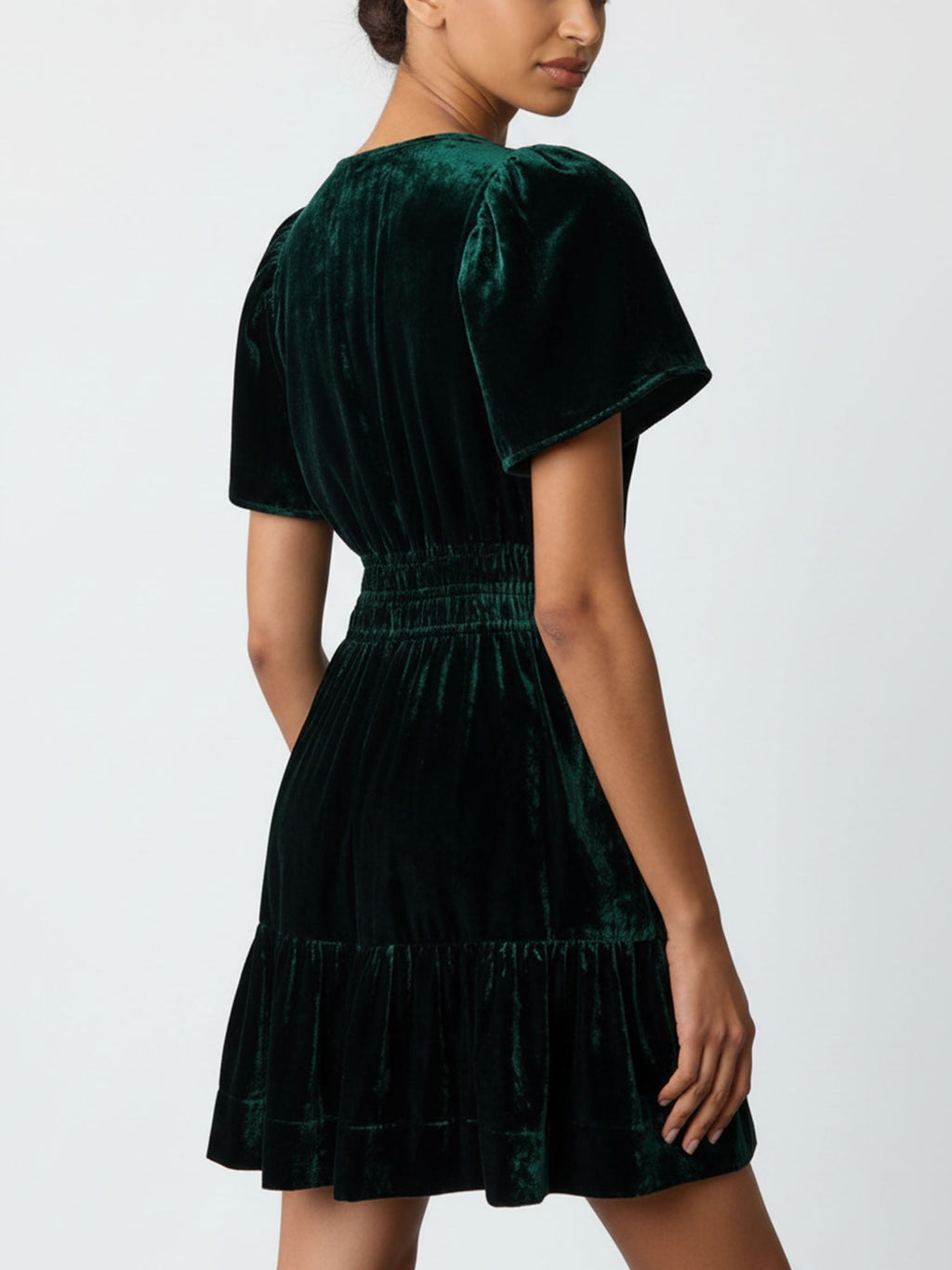 Green Ruffled Eclipse Mini Dress