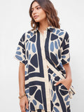 Modern Geo Print Oversized Button-Up Shirt