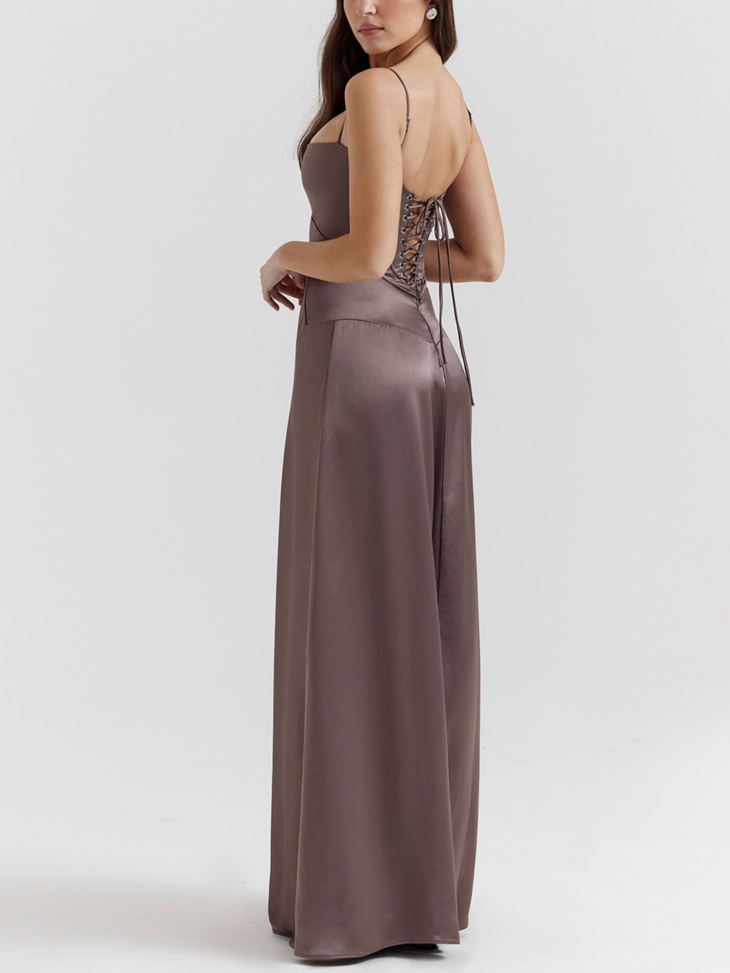 Brown Spaghetti Strap Maxi Dress